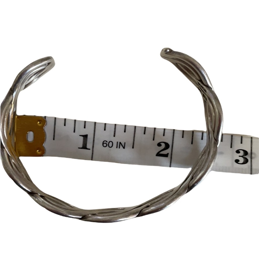 Modernist Sterling Silver Cuff Bracelet, 925 Mexican Woven Curvy Cuff - Picture 7 of 8